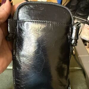 HOBO Black Leather Mini Crossbody / Phone Bag